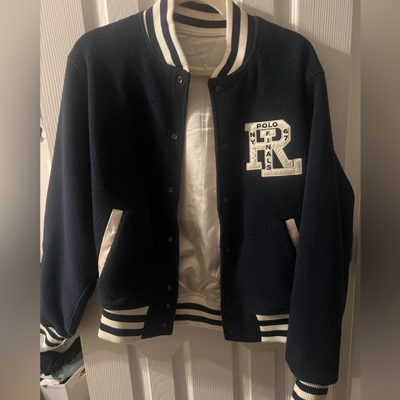 POLO RALPH LAUREN Double Sided Bomber Jacket Navy size S - Picture 2 of 5